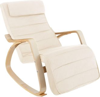 TecTake Mecedora con reposabrazos y de madera, 150 kg, 67x115x86 cm, beige