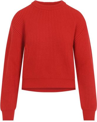 Jil Sander Red Knitted Crew Neck Sweater