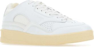 Jil Sander Womens White Leather And Fabric Basket Sneakers 100