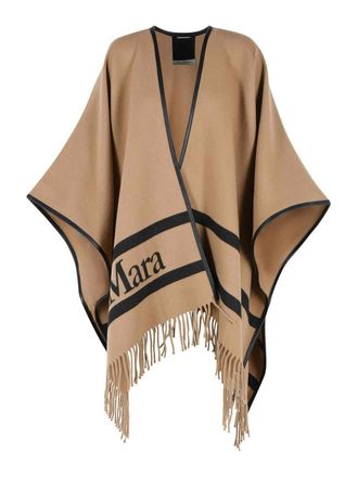 Max Mara Aris Camel Jacquard Wool Poncho