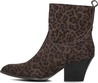 Notre-V Stijlvolle Luipaardprint Enkellaarsjes - Dames - Cowboylaarzen - Bruin - 41 EU - Wol - Schoenen