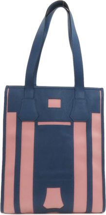 Herm&egrave;s Blue Pink Toile H Tote Bag (Pre-Owned)
