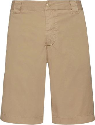 Woolrich Casual Geometrische Mini-shorts met Hoge Taille - Heren - Korte Broeken - Beige - W33 - Katoen - Korte Broeken