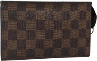 Louis Vuitton Pre-owned Clutches, female, Brown, Size: ONE SIZE Pre-owned Damier Ebene Pouch