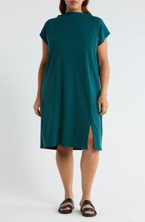 Eileen Fisher Funnel Neck Maxi Dress in Kelp at Nordstrom, Size 2 X