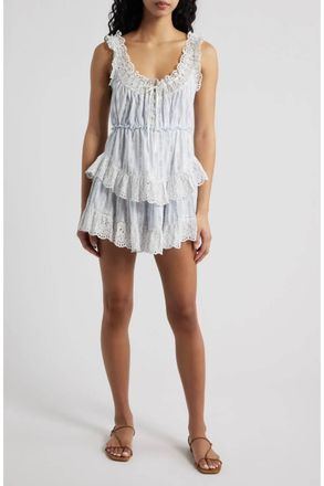 LoveShackFancy Zayan Floral Dress In Sky Bonnet Blue
