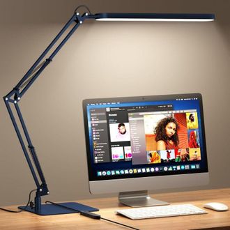 OEM L&aacute;mpara De Escritorio Ajustable Con Brazo Articulado, Base Ultrafina, Temporizador Y Memoria, 1300 L&uacute;menes, 12 W, Azul - Ulisem