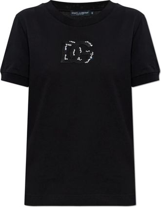 Dolce & Gabbana Dames, Tops, Zwart, Maat: 2XS Katoen