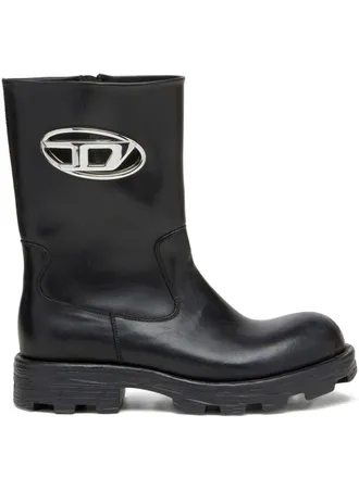 Diesel Mid-Calf Boots with Chunky Sole and Logo Detail