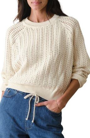 Marine Layer Mina Pointelle Cotton Sweater in Cream at Nordstrom, Size X-Small