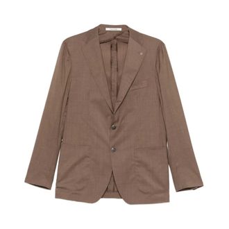 Tagliatore Blazers, male, Brown, Size: 2XL Single-breasted Blazer