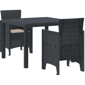 vidaXL Conjunto De Comedor De Jard&iacute;n 3 Pcs Antracita Ratan Polt Vidaxl