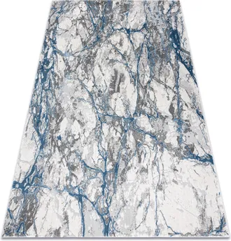 RugsX Rugsx - Alfombra Noble Moderna 9962 68 M&aacute;rmol, Roca - Structural Dos Niveles De Vell&oacute;n Crema / Azul Blue 120x170 Cm
