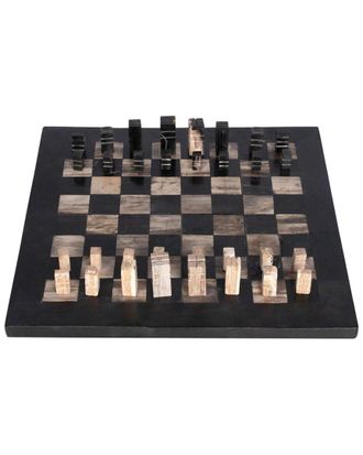 Sagebrook Home 20In Petrified Wood Chess Set
