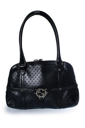 Gucci Gucci, geperforeerde GG zwarte leren handtas