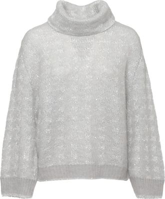 PANICALE Trui met hoge hals van alpacamix - Dames - Coltruien - Wit - XS - Pailletten - Truien & Vesten
