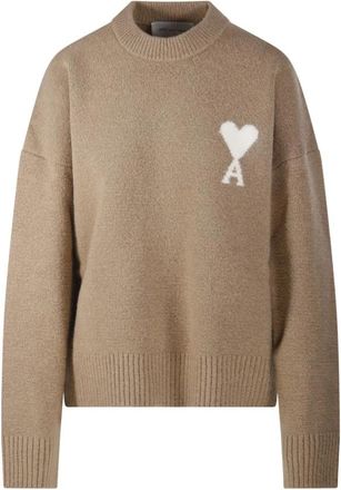 Ami Ami de Coeur Ronde Hals Trui - Dames - Ronde hals truien - Beige - XL - Wol - Truien & Vesten