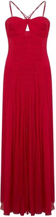 Alberta Ferretti Kleedjes, Dames, Rood, S, Lange jurk met halslijn