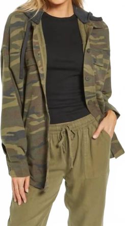 Thread & Supply Hooded Camo Shacket In Green