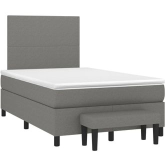 vidaXL Cama Box Spring Con Colch&oacute;n Tela Marr&oacute;n Oscuro 120x190 Cm Vidaxl