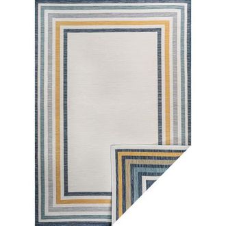 Jonathan Y Designs Pollux Classic Coastal Mitred Stripe Reversible Machine-Washable Indoor/Outdoor Area Rug in Cream/navy at Nordstrom, Size 4Ft 0In X 6Ft 0In