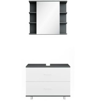 Vicco Conjunto De Muebles De Ba&ntilde;o Ilias, Blanco/antracita, 2 Piezas