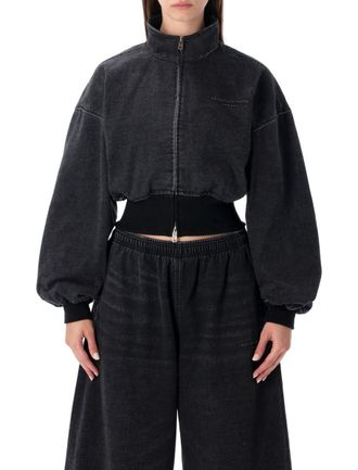 Alexander Wang Black Denim Funnel Neck Jacket