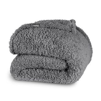 Bare Home Solid Faux Shearling Blanket in Grey at Nordstrom, Size King