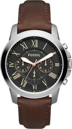 Fossil Accessoires, Heren, Bruin, ONE Size, Leer, Grant Chronograph Watch Fs 4813