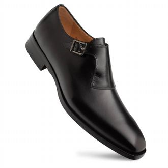 Mezlan Mens Plain Toe Single Monk Strap Shoes In Black