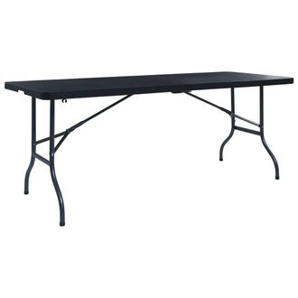 vidaXL Vidaxl - Mesa De Jard&iacute;n Plegable Imitaci&oacute;n Rat&aacute;n Hdpe Negro 180x75x72 Cm