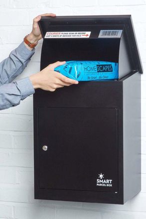 Homescapes Smart Parcel Box Medium Front Access Secure Delivery Box in Black