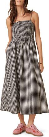 Nobody's Child Imogen Gingham Organic Cotton Midi Sundress in Mono Gingham at Nordstrom, Size 14