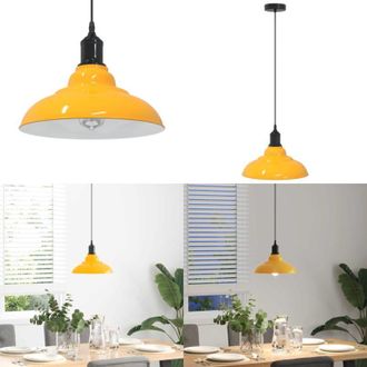 vidaXL Lampada Sospensione Regolabile E27 Giallo Lucido &Oslash;31 cm Metallo - Illuminazione - Design vintage