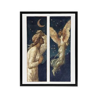 Artery8 Cupid Flying Away From Psyche Framed Canvas Wall Art Print Burne Jones in Blue | Size: W24 x H32