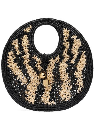 Jacquemus La Croisi&egrave;re Spiaggia raffia clutch - Zwart