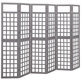 vidaXL Vidaxl - Biombo/enrejado De 6 Paneles Madera De Abeto Gris 242,5x180 Cm