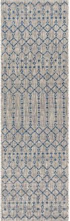 Jonathan Y Designs Ourika Moroccan Geometric Textured Weave Indoor/Outdoor Area Rug in Light Gray/navy at Nordstrom, Size 5Ft 0In X 8Ft 0In