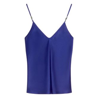 Max Mara Sleeveless Tops, female, Blue, Size: M Afelio Satin Tank Top
