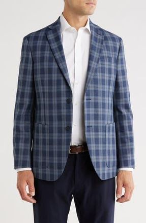 Nordstrom Rack Mari Plaid Notch Lapel Sport Coat in Grey- Blue Mari Plaid at Nordstrom Rack, Size 38 Regular