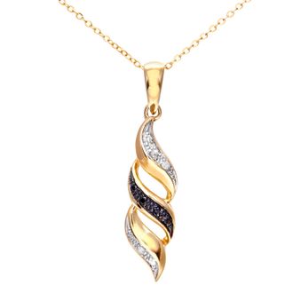 Diamant L'éternel 9ct geelgouden zwarte diamanten swirl-hanger en 18-inch ketting