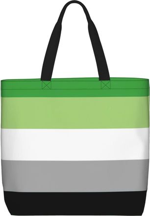 Generic Women Handbag Aromantic Pride Flag Tote Bag Retro Large Capacity Beach Travel Bags, For Daily, Graduation, Christmas, Work, Holiday