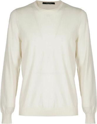 Tagliatore Rondgebreide trui - Heren - Ronde hals truien - Wit - 3XL - Wol - Truien & Vesten