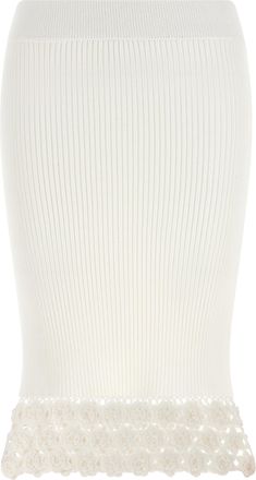 Ganni White Organic Cotton Midi Womens Skirt
