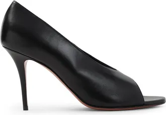 Amina Muaddi Black Nappa Leather Julianne 90 Peep Toe Pumps-Donna