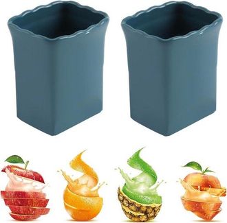 OEM Ronte, Cortador Multifuncional De Vasos Para Fresas, Pl&aacute;tanos, Acero Inoxidable, Preparaci&oacute;n R&aacute;pida De Ensaladas, Azul Oscuro, Juego De 2