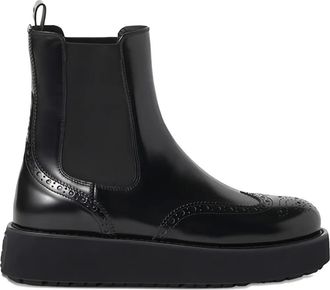 Miu Miu brogue-detail leather boots - women - Calf Leather/Rubber/Calf Leather - 35 - Black