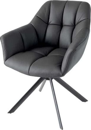 Global Interiors Drehbarer Echtleder Designstuhl Papillo - Schwarz