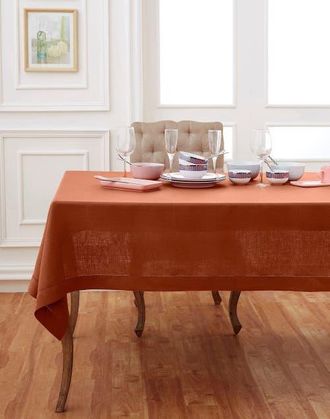 Solino Home Linen Tablecloth - Classic Hemstitch in Cinnamon at Nordstrom, Size X-Large/xx-Large