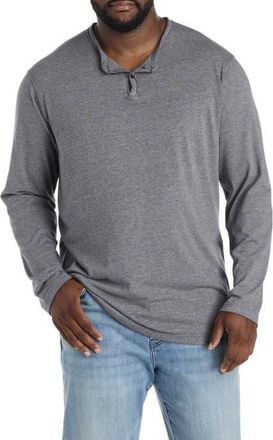 Lucky Brand Big & Tall Venice Burnout Notched Henley Long-Sleeve Shirt in Jet at Nordstrom, Size 2X Big